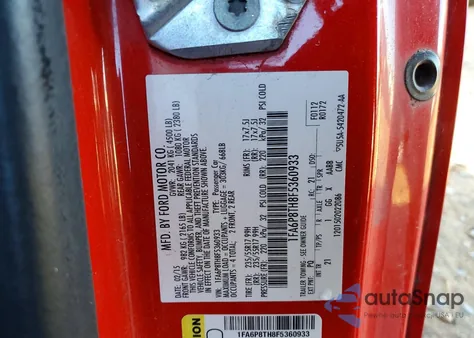 2015 Ford Mustang from USA, damaged, VIN 1FA6P8TH8F5360933